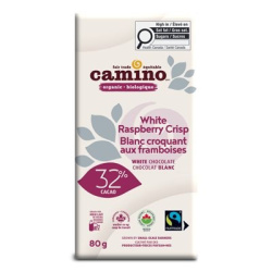 CHOCOLAT BLANC CROQUANT AUX FRAMBOISES BIO 80G